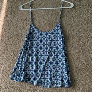 blue white and purple tank top with pattern